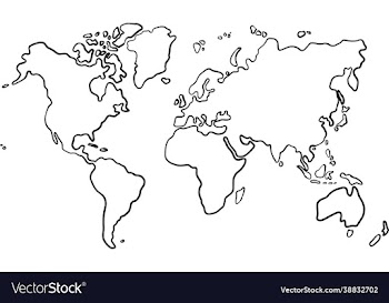 freehand world map sketch on white background