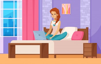 Freelance working at home Free Vector