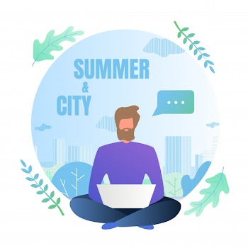 Freelancer is at resort, but not on vacation Free Vector