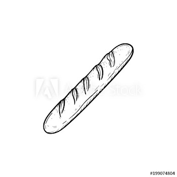 French baguette hand drawn outline doodle icon