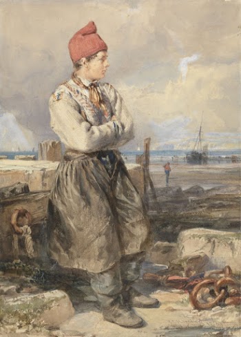 French Coast Scene with Fisherboy | Free Photo - rawpixel