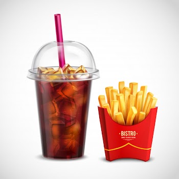 French fries and coca cola Free Vector