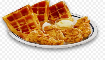 French fries Belgian waffle New Orleans Full breakfast -  