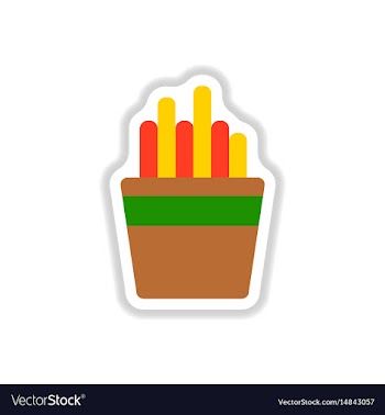 French fries in paper box french fries fast food vector image