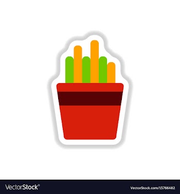 French fries in paper box french fries fast food vector image