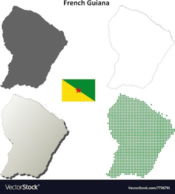 French Guiana outline map set vector image