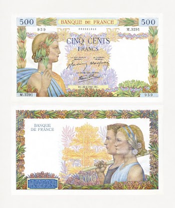 French's 500 Francs banknote (1941). | Free Photo - rawpixel