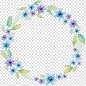 Fresh and elegant watercolor wreath transparent background PNG clipart