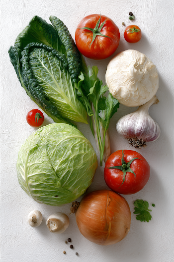 Fresh Assortment of Vegetables on White Background