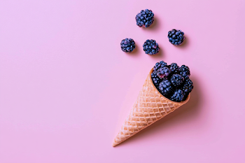 Fresh Blackberries in a Crisp Waffle Cone