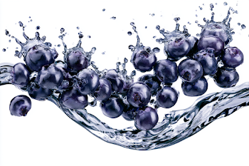 Fresh Blueberries in Water Splash