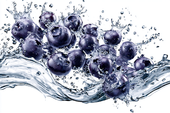 Fresh Blueberries in Water Splash