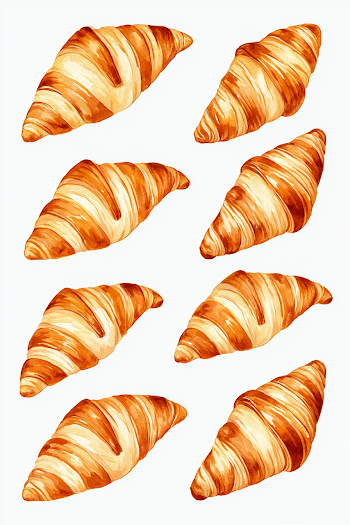Fresh Croissant Watercolor Pattern
