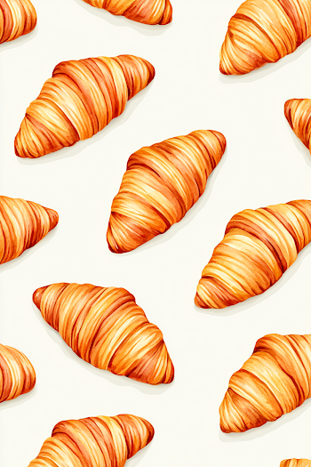 Fresh Croissants Watercolor Pattern