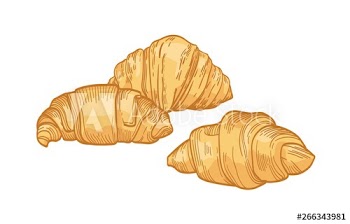 Fresh delicious croissants isolated on white background