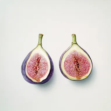 Fresh Figs on White Background: Whole and Half Fig Displayed Together Fresh Figs on White Background: Whole and Half Fig Displayed Together