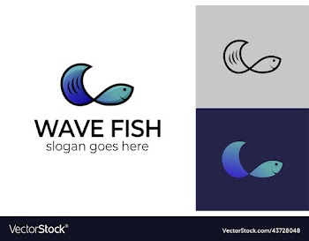 fresh fish in sea with wave symbol for decorative