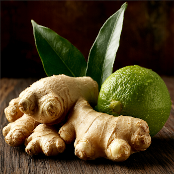 Fresh Ginger Roots and Lime Still Life