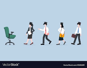 fresh graduates line up for job vacant chair