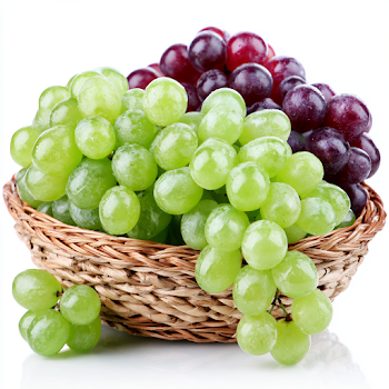 Fresh Grapes in Handwoven Straw Basket