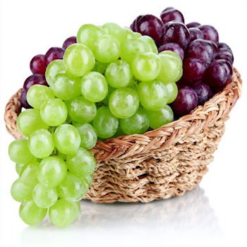 Fresh Grapes in Handwoven Straw Basket