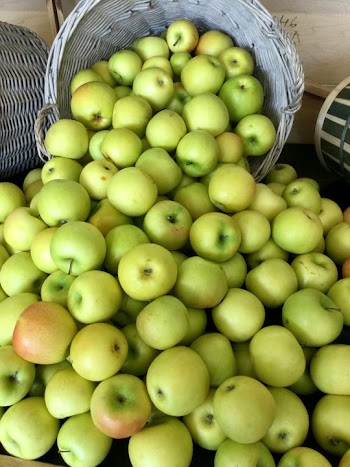 Fresh Green Apples in a Market Basket