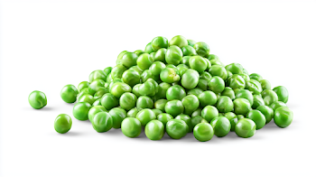 Fresh Green Peas on White Studio Surface