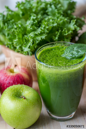 Fresh green smoothie macro shot