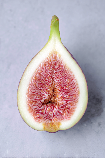 Fresh Halved Fig with Exposed Pink Flesh
