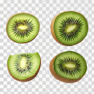 Fresh Kiwi and Sliced Kiwi on White Surface