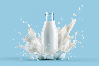 Fresh Milk Splash Around Clear Glass Bottle