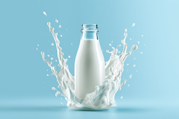 Fresh Milk Splash Around Glass Bottle