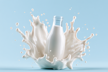 Fresh Milk Splash Around Glass Bottle