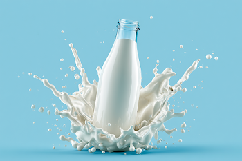 Fresh Milk Splash with Glass Bottle