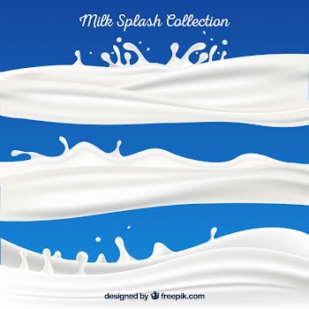 Fresh milk splashes collection in realistic style Free Vector