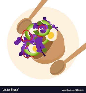 fresh mix purple salad in the wooden bowl