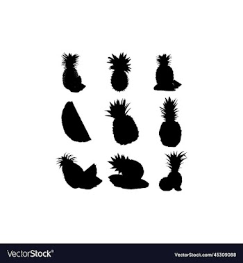 fresh pineapple collection set silhouette design