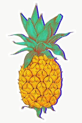 Fresh pineapple illustration halftone style sticker design element | Free  transparent png - 2337434