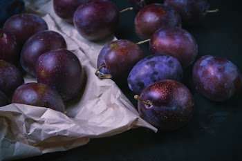 Fresh plums close up 