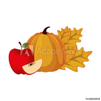 fresh pumpkin and apple autumn fruits