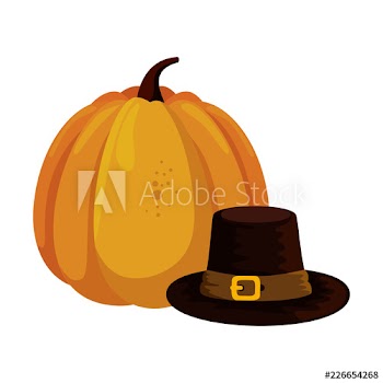 fresh pumpkin with pilgrim hat