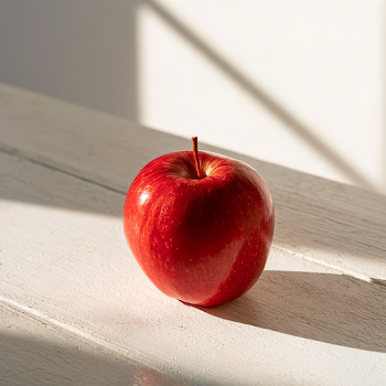 Fresh Red Apple on Wooden Table