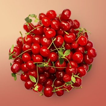 Fresh red cherries sticker, food | Free PSD - rawpixel