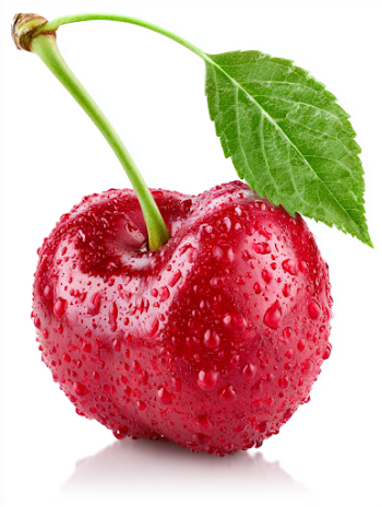 Fresh Ripe Cherry with Water Droplets