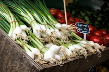 Fresh scallion at a market 