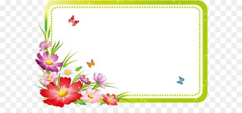 Fresh spring flowers border butterfly 