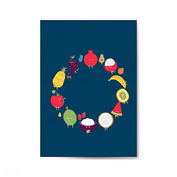 Fresh tropical fruit cartoon character frame .. | Free stock vector - 538618