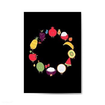 Fresh tropical fruit cartoon character frame .. | Free stock vector - 538699