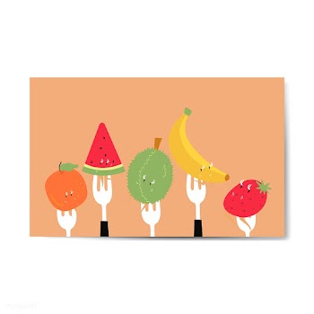 Fresh tropical fruit cartoon characters on fo.. | Free stock vector - 538773