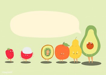 Fresh tropical fruits with a blank speech  bu.. | Free stock vector - 538717